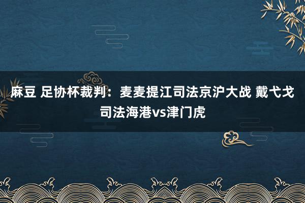 麻豆 足协杯裁判：麦麦提江司法京沪大战 戴弋戈司法海港vs津门虎